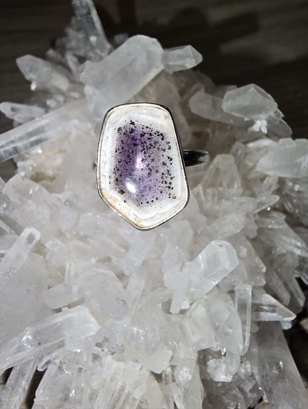 Rare Trapiche Amethyst 925 Sterling Silver Adjustable Statement Ring ✨